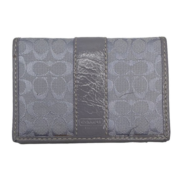 COACH Signature Patent Leather / Canvas Card holder - Picture 1 of 7